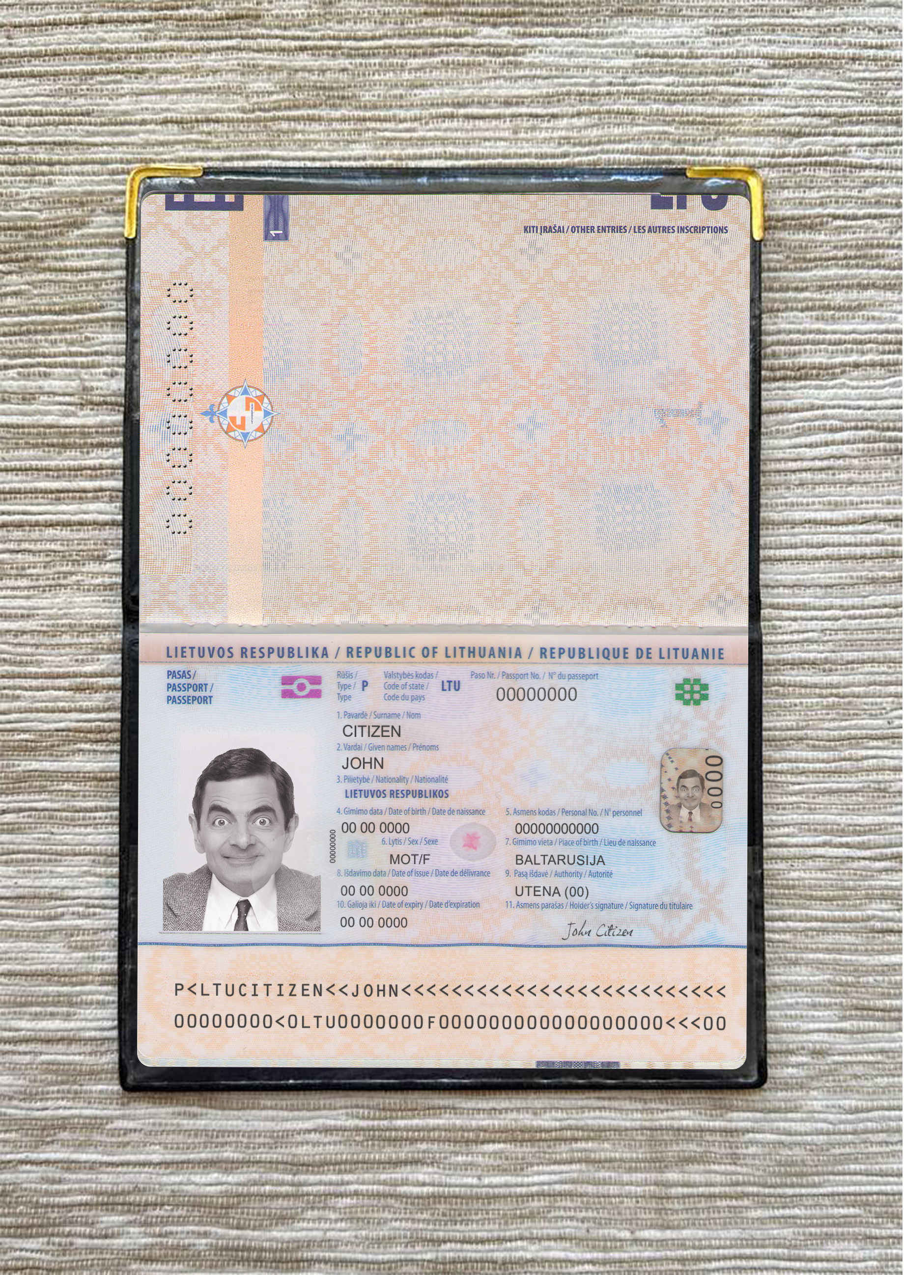 Lithuania passport new 2021 present photolook PSD template